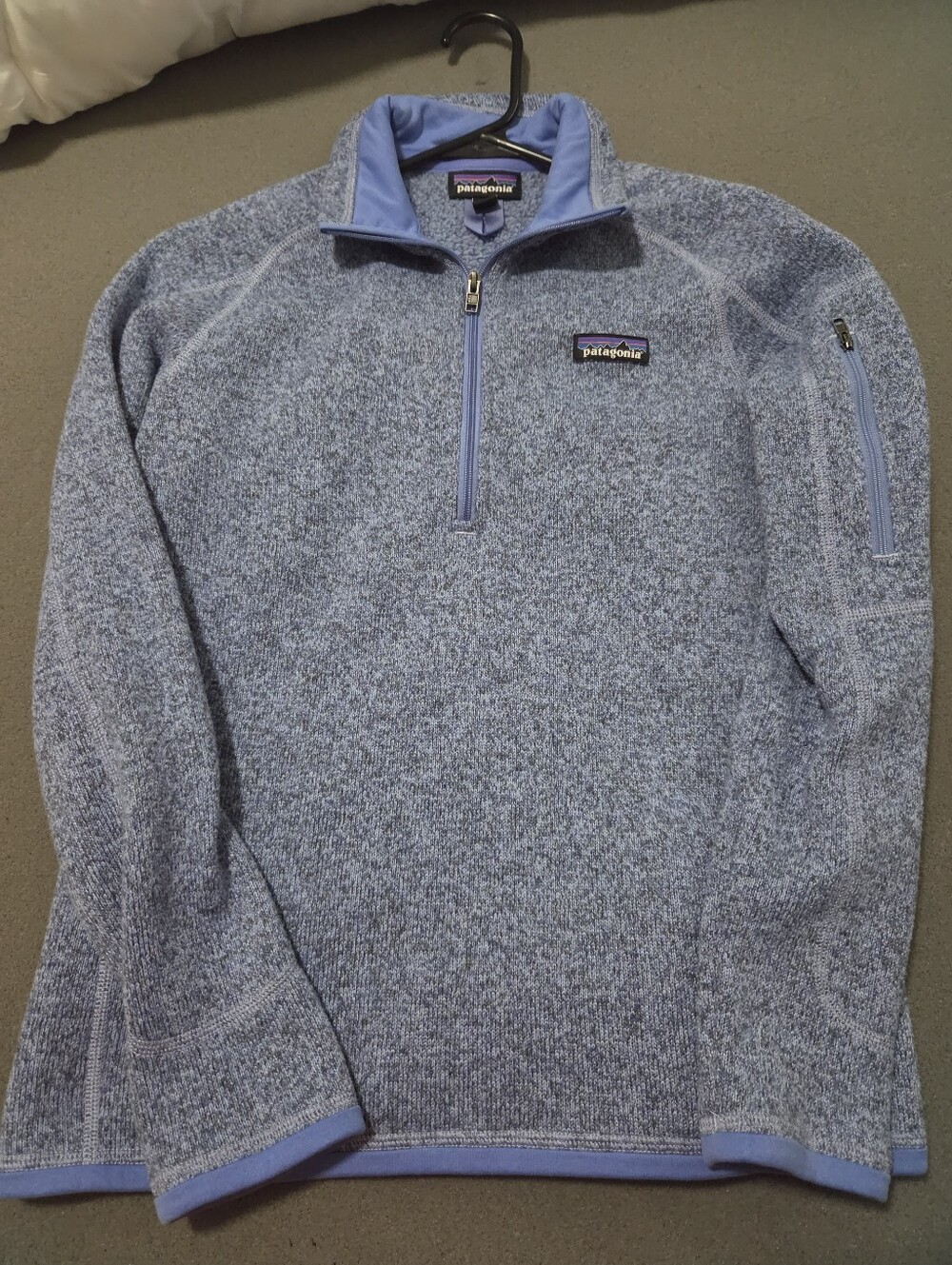 Patagonia Womans Half-Zip Sweater - Light Blue Heather